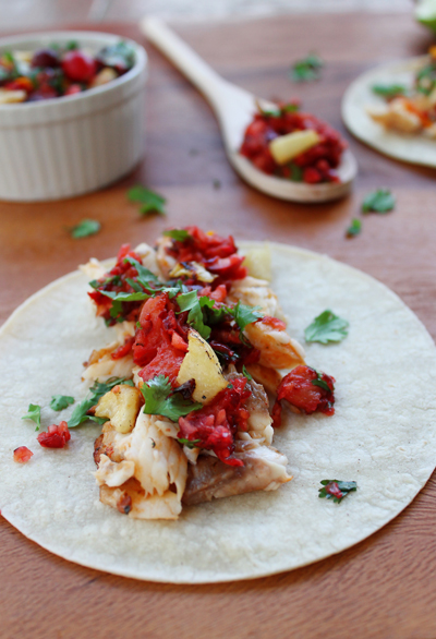 Fish Tacos with Cranberry Salsa
