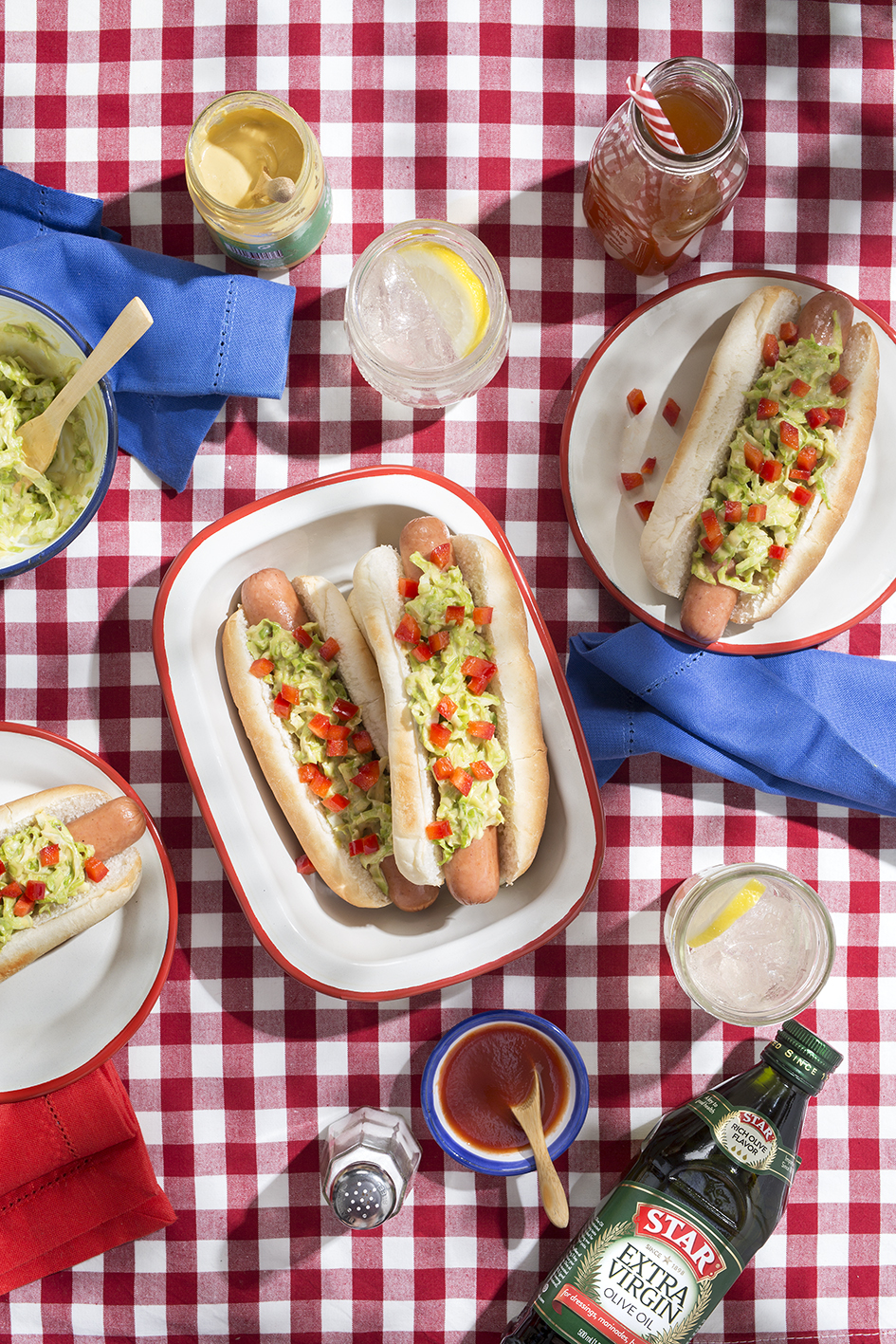 Hot dogs with mustard slaw