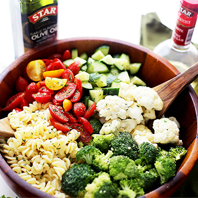 Potluck Pasta Salad with Dijon Vinaigrette