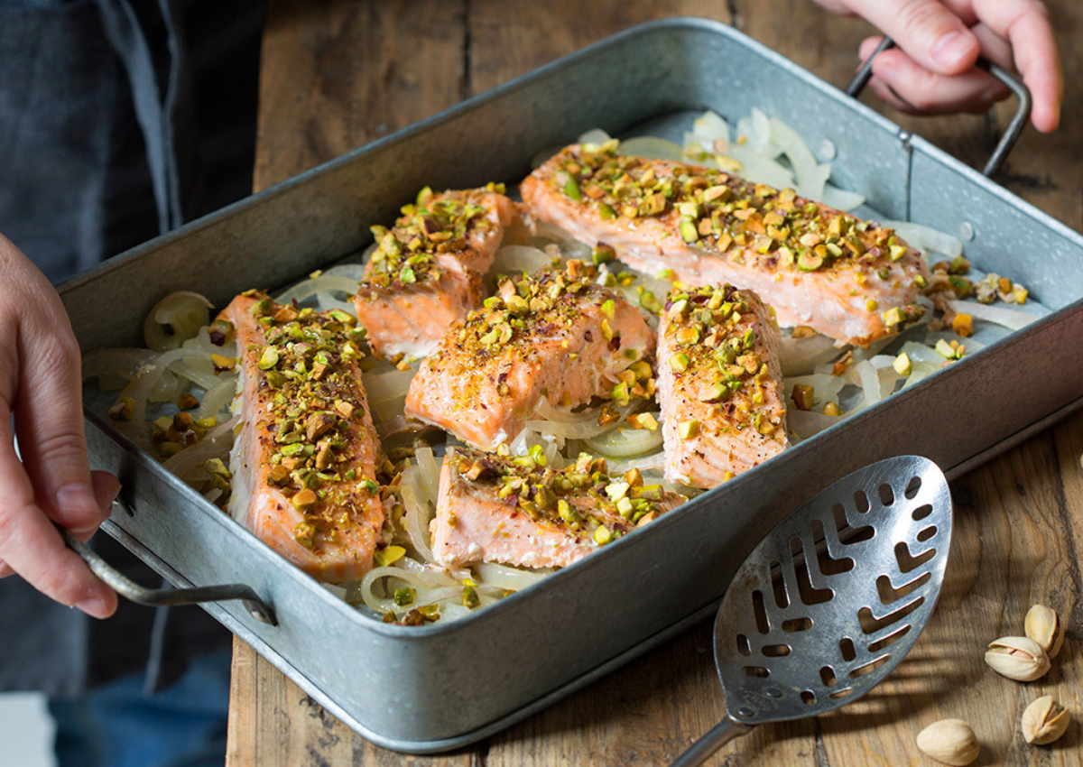 Roasted Salmon with Pistachios