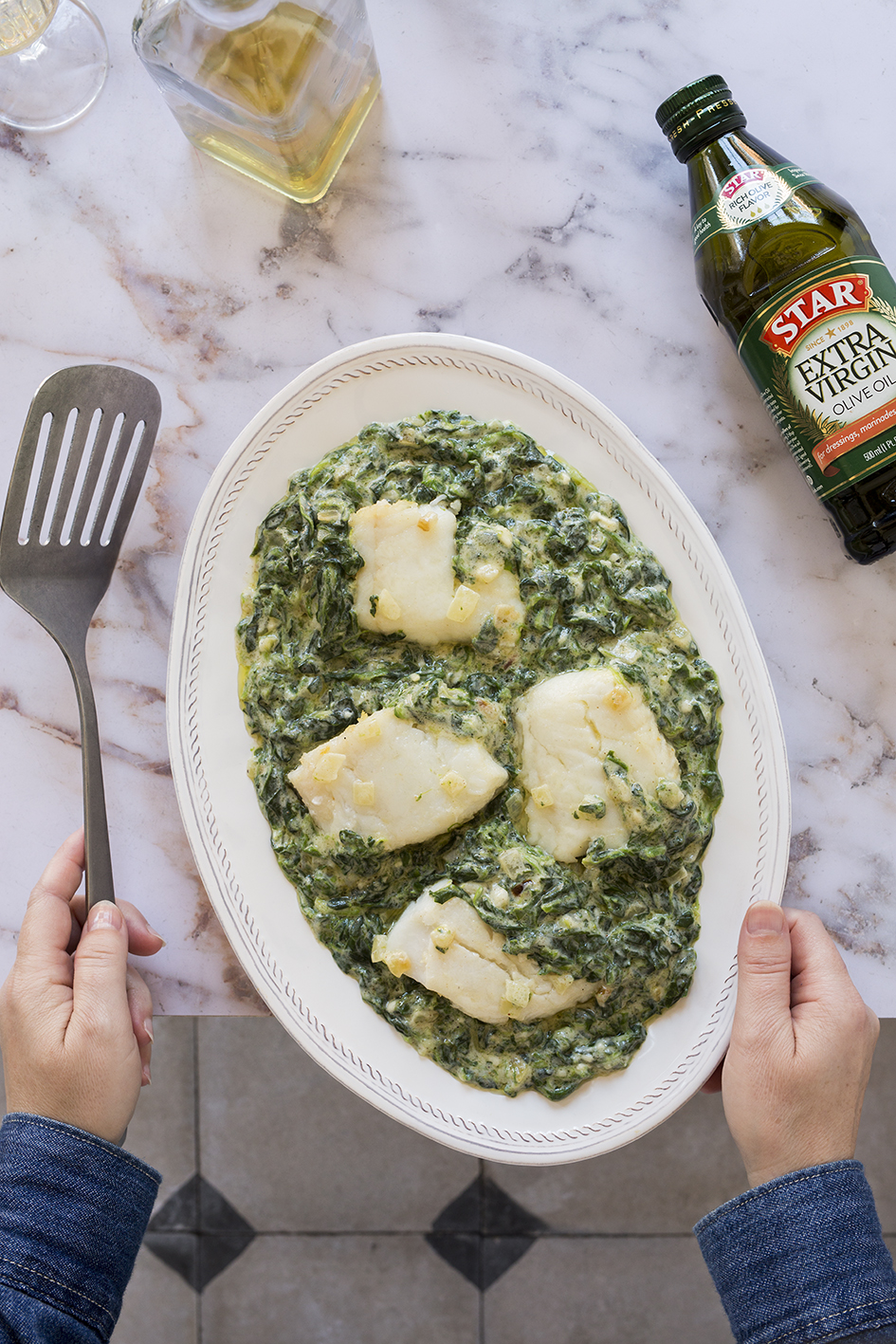 Cod with Creamed Spinach
