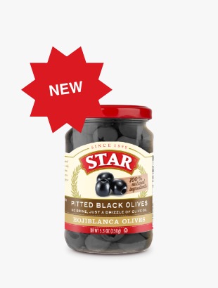 Jar of Star Pitted Black Hojiblanca Olives
