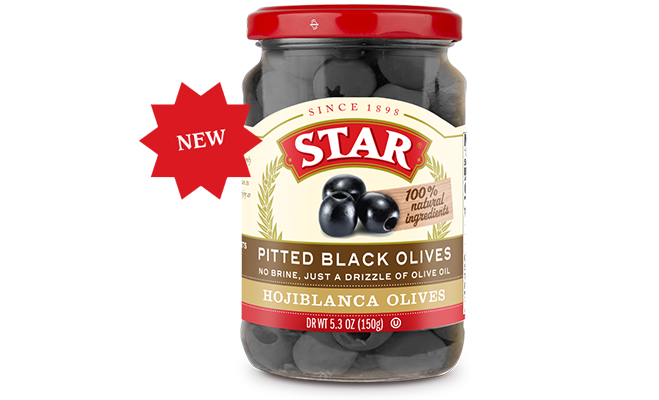 Jar of Star Pitted Black Hojiblanca Olives