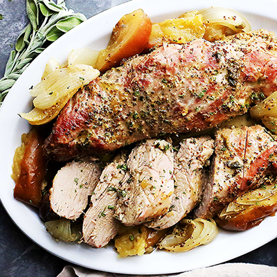 Not only is this pork tenderloin juicy, delicious, and addictive, but it is also a very, very easy recipe to make! Pour on the apple-mustard glaze and pop it in the oven! #STARFineFoods