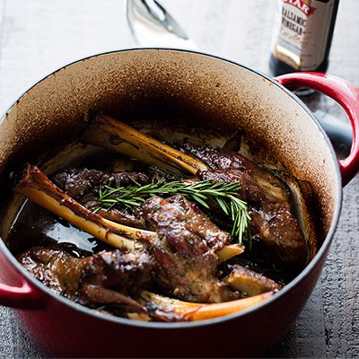 This recipe creates a traditional and delicious Easter main dish prepared with lamb shanks slow cooked to a melt-in-your-mouth perfection with STAR Balsamic Vinegar of Modena Gold Edition, wine, garlic and rosemary. #STARFineFoods