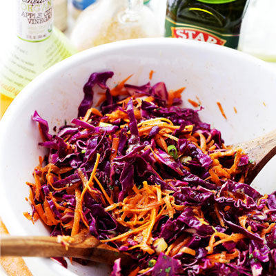 Tossed with an incredible Apple Cider Vinaigrette, this tangy slaw is light, crunchy, refreshing, and serves perfectly as a side dish or even an appetizer. #STARFineFoods