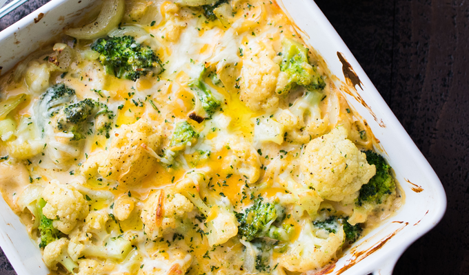 Garlic & Cheese Cauliflower Broccoli Bake – #STARFineFoods