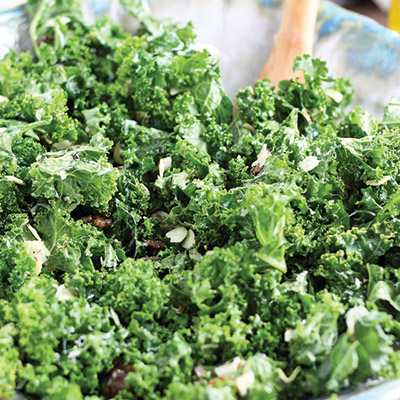 Kale Salad with Dates Almonds and Garlic Shallot Vinaigrette recipe