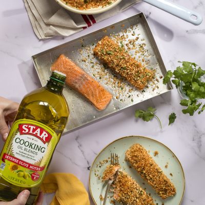 Panko-crusted salmon