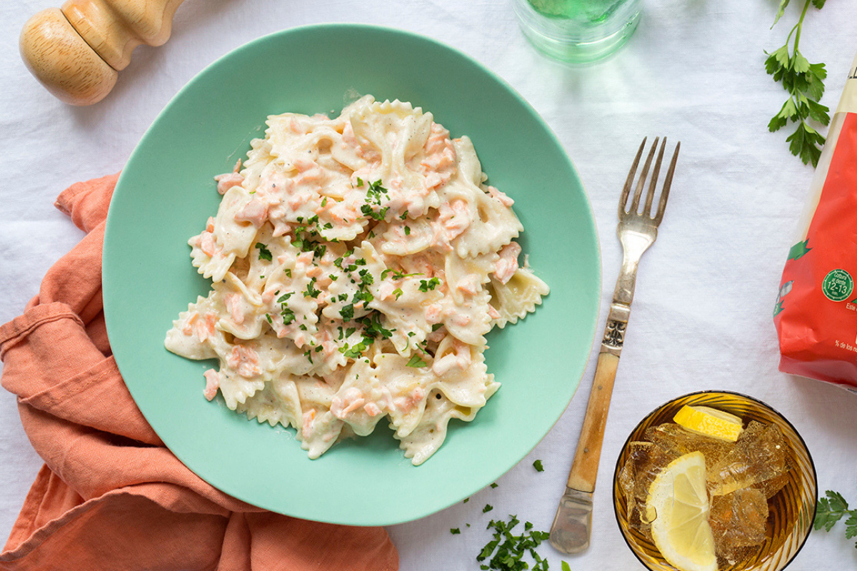 Weeknights call for simple, fast and delicious recipes such as our Creamy Bow-tie Pasta with Salmon. #STARFineFoods